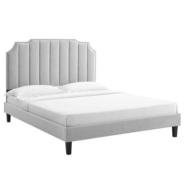 Colette Full Performance Velvet Platform Bed