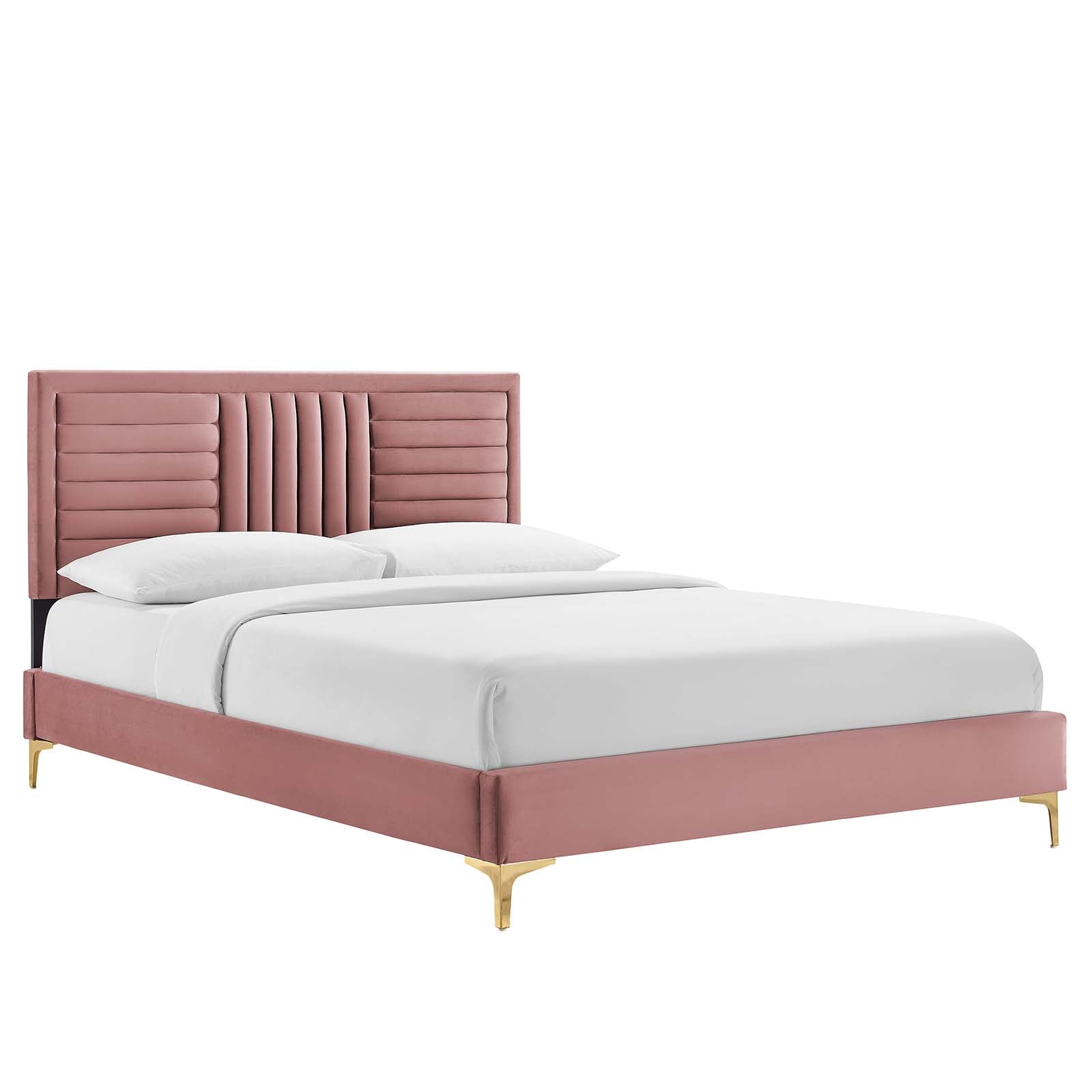 Sofia Channel Tufted Performance Velvet King Platform Bed