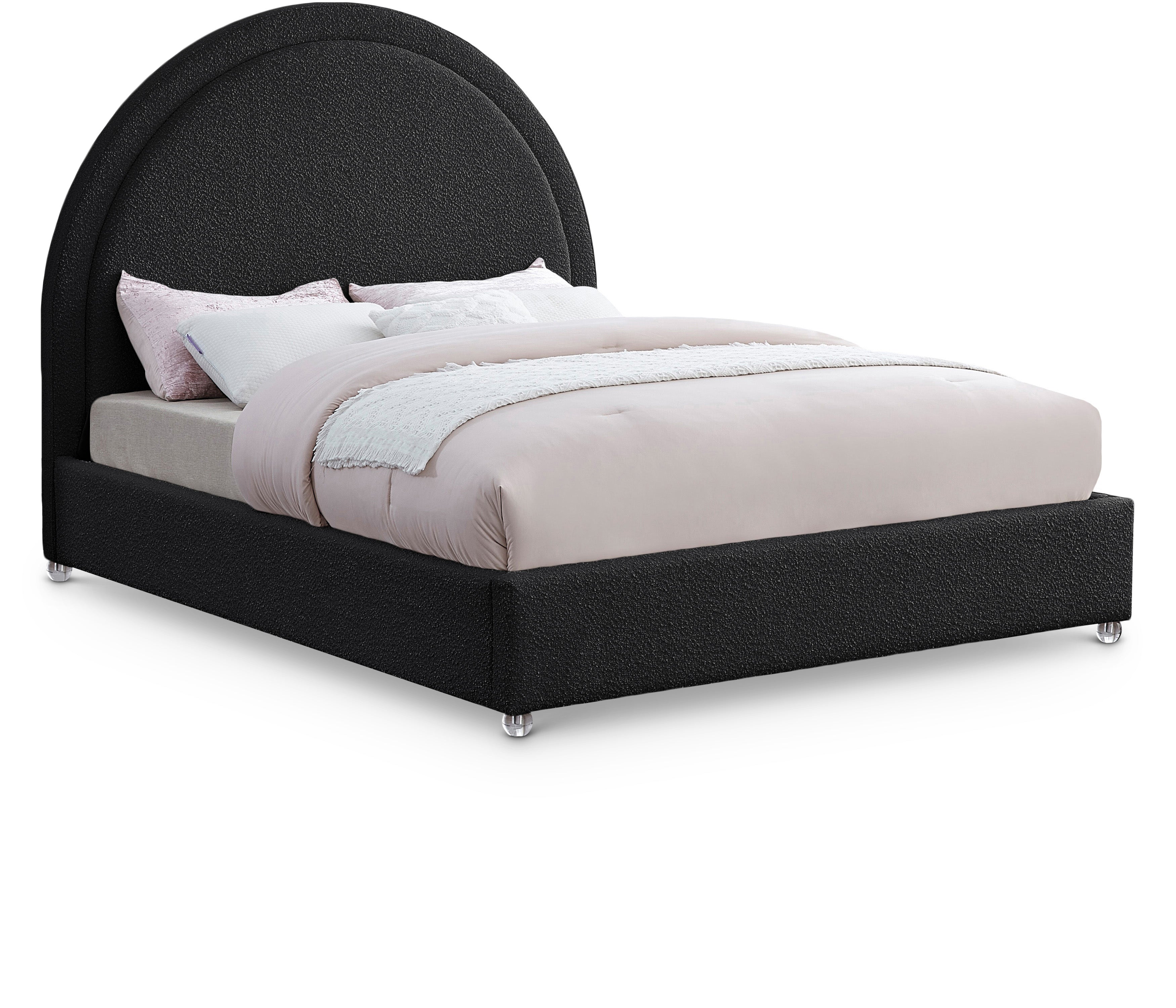 Milo Black Fabric Queen Bed