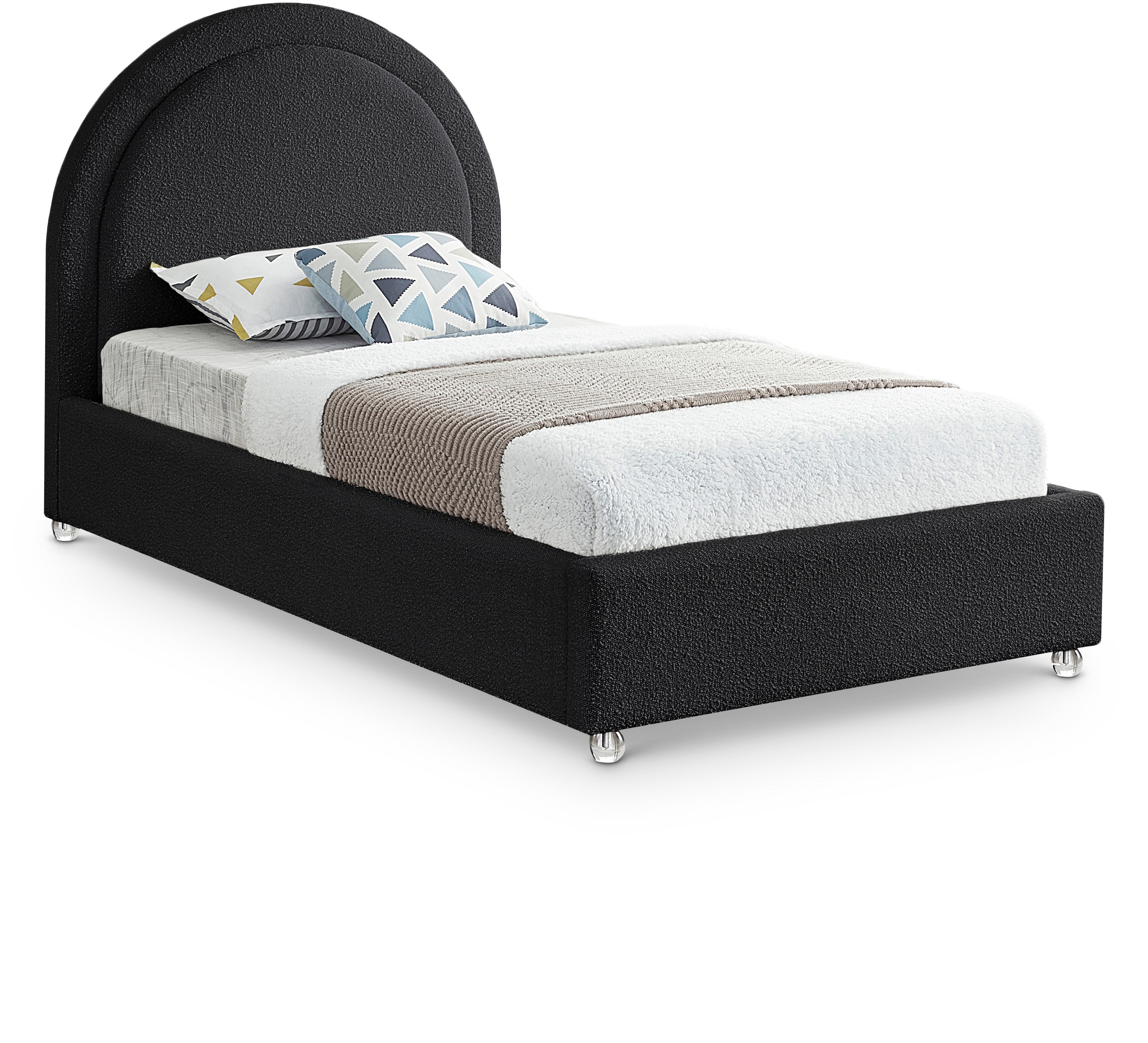 Milo Black Fabric Twin Bed