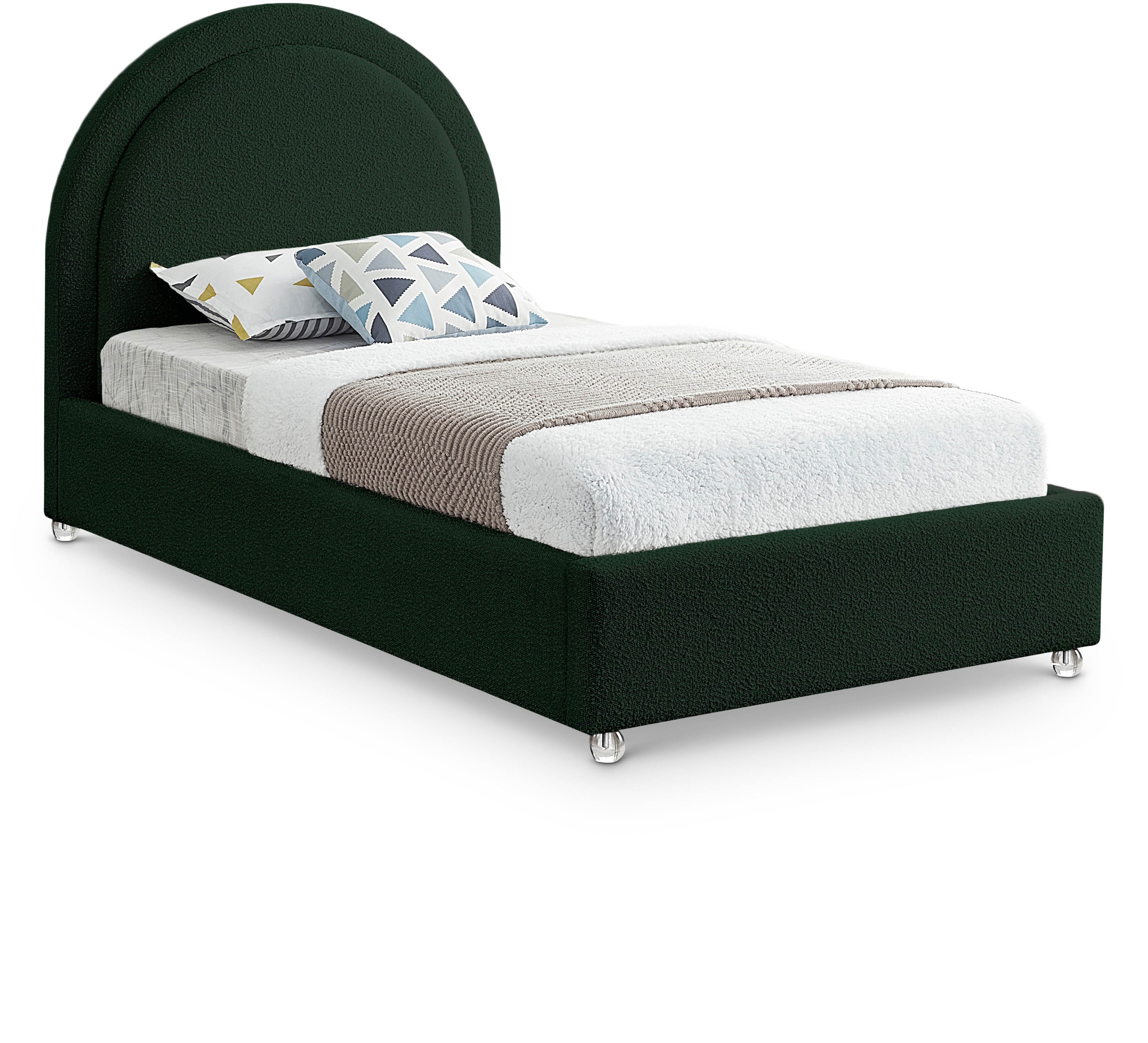 Milo Green Fabric Twin Bed