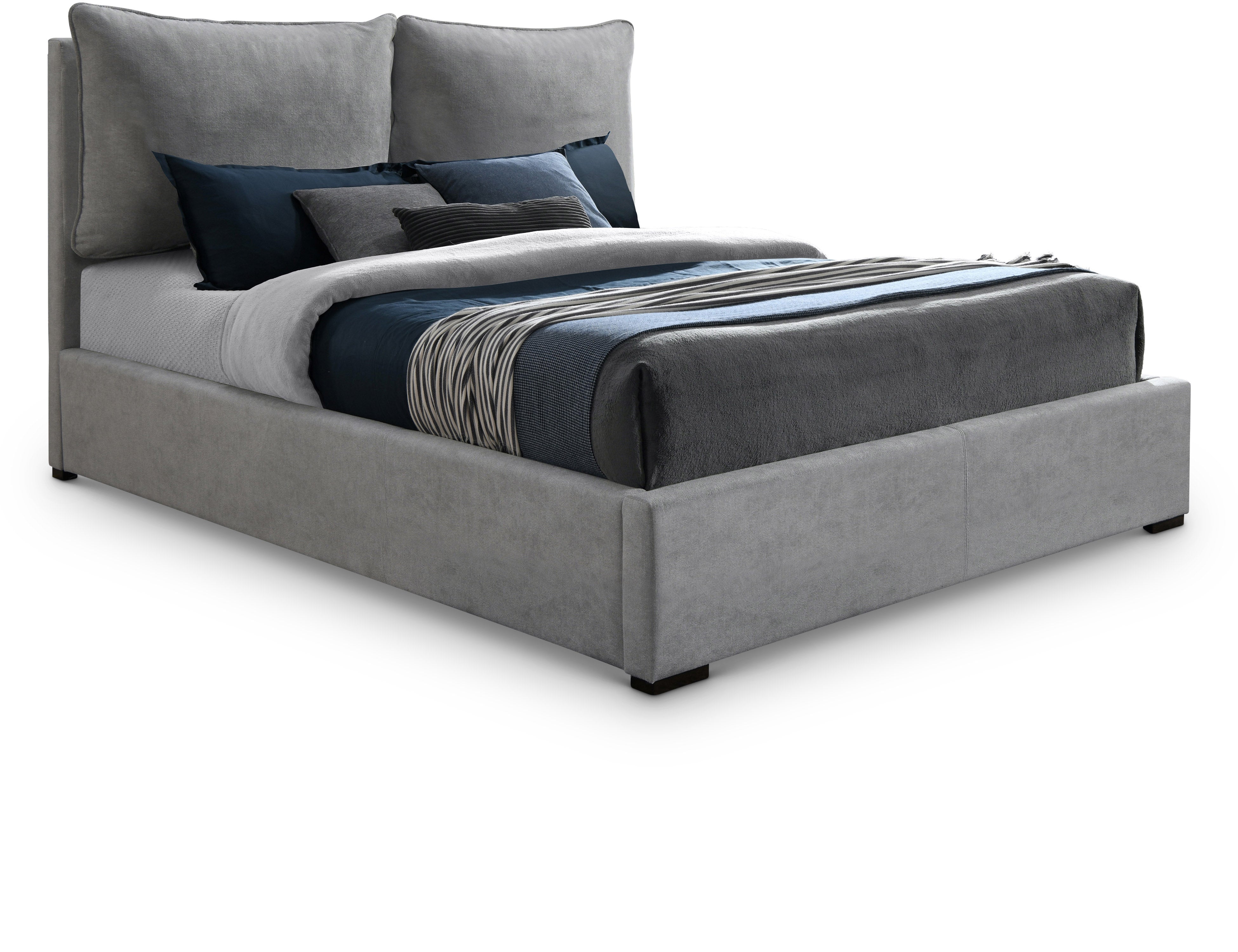 Misha Light Grey Polyester Fabric King Bed (3 Boxes)