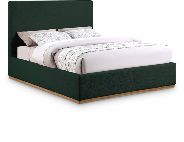 Monaco Green Boucle Fabric Full Bed