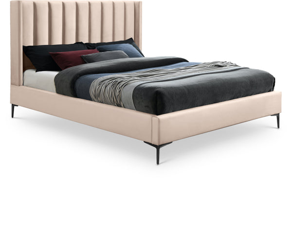 Nadia Pink Velvet Queen Bed