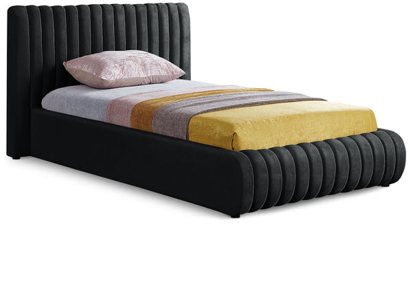 Nico Black Velvet Twin Bed