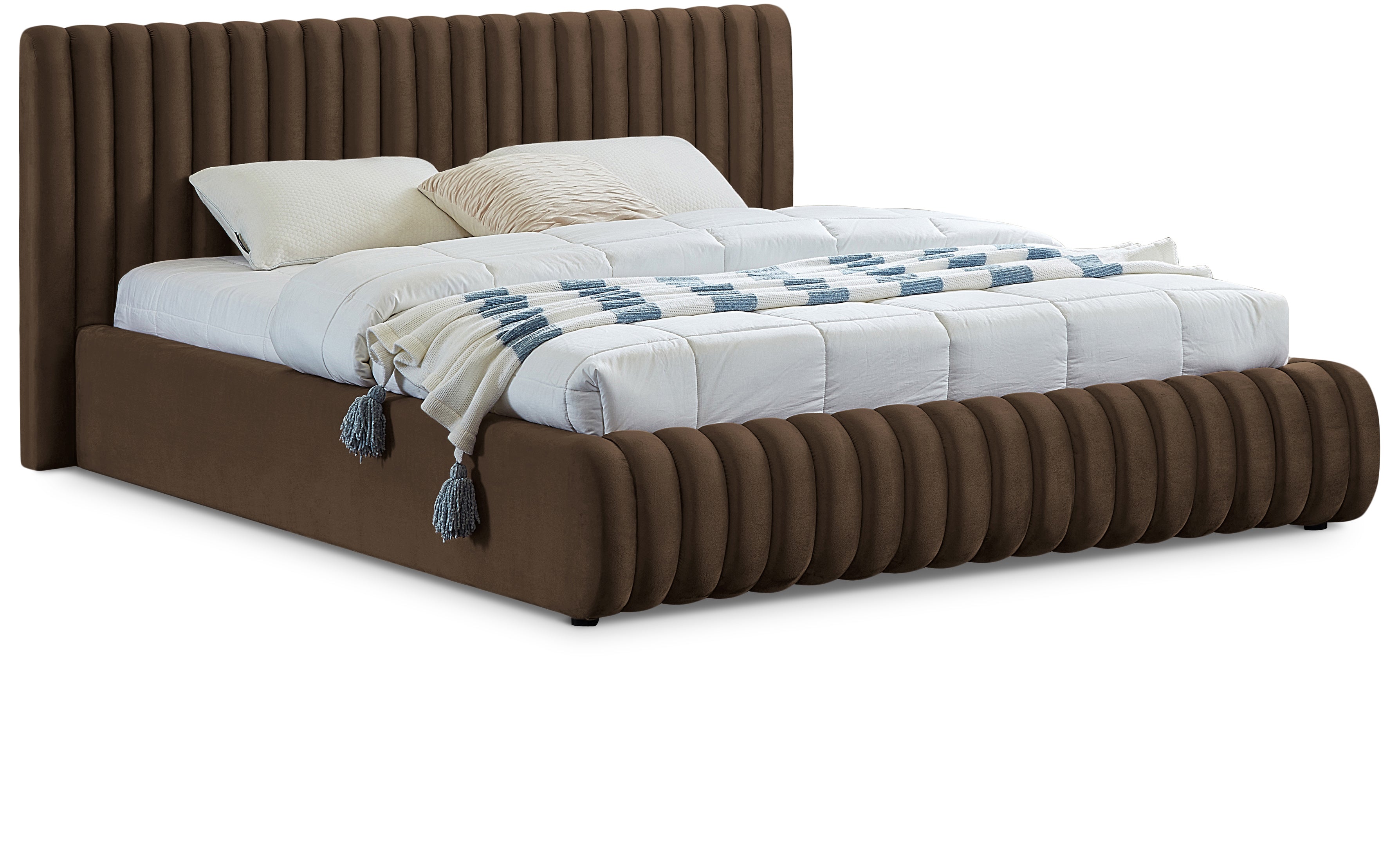 Nico Brown Velvet King Bed