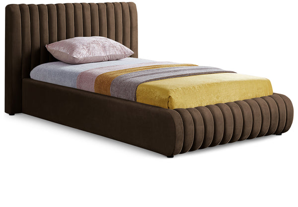 Nico Brown Velvet Twin Bed