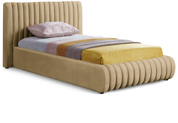 Nico Camel Velvet Twin Bed