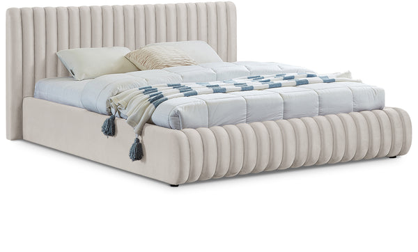 Nico Cream Velvet Queen Bed