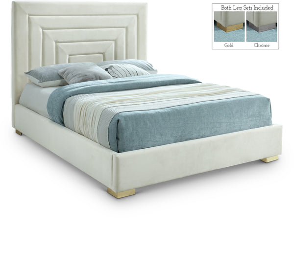 Nora Cream Velvet King Bed