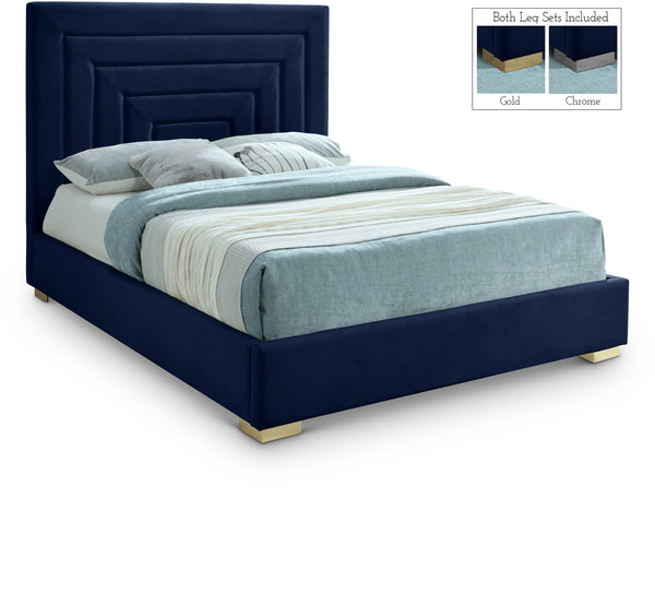 Nora Navy Velvet Queen Bed