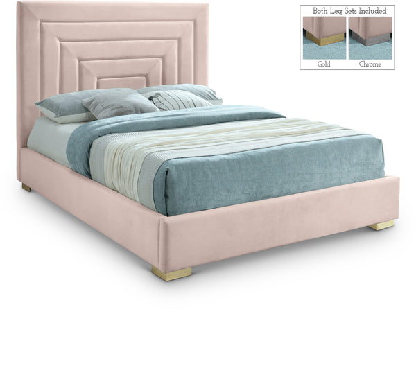 Nora Pink Velvet Queen Bed