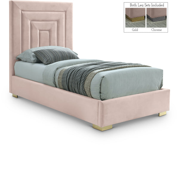 Nora Pink Velvet Twin Bed