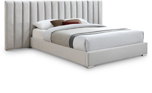 Pablo Cream Velvet Queen Bed