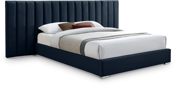 Pablo Navy Velvet King Bed