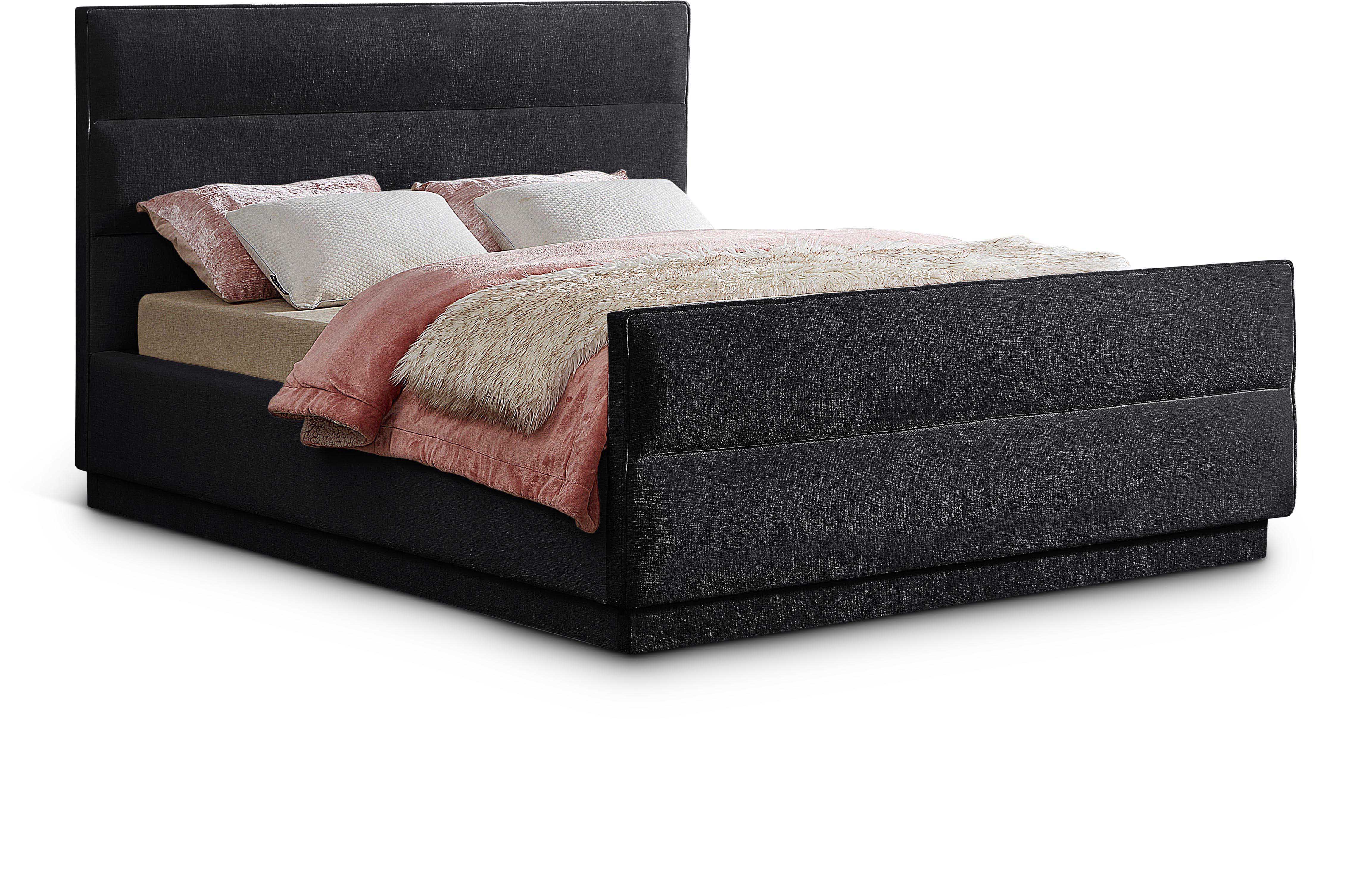 Paxton Black Chenille Fabric Full Bed (3 Boxes)