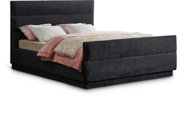 Paxton Black Chenille Fabric Queen Bed (3 Boxes)