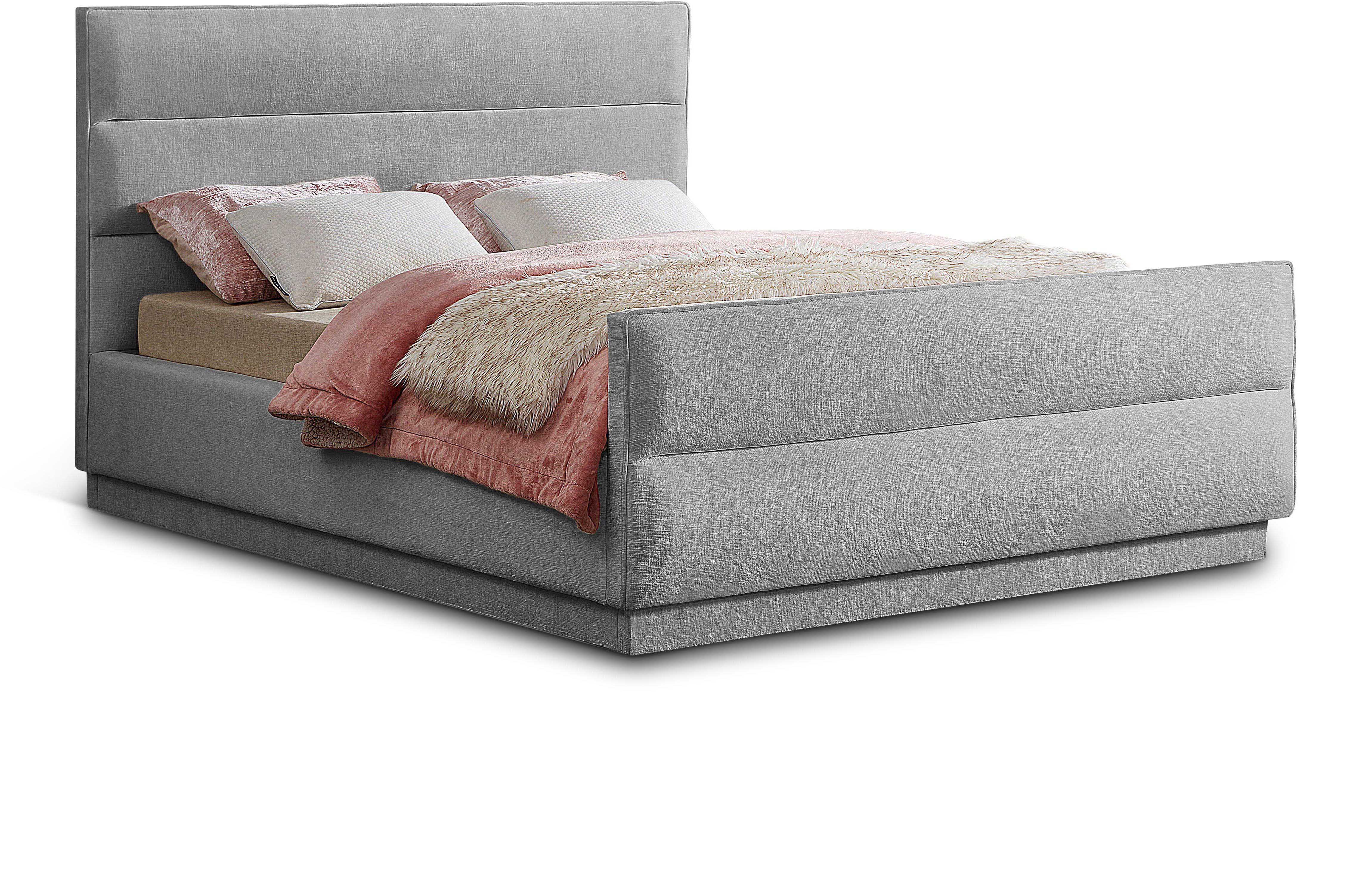 Paxton Grey Chenille Fabric Queen Bed (3 Boxes)