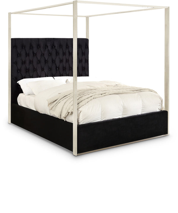 Porter Black Velvet Queen Bed