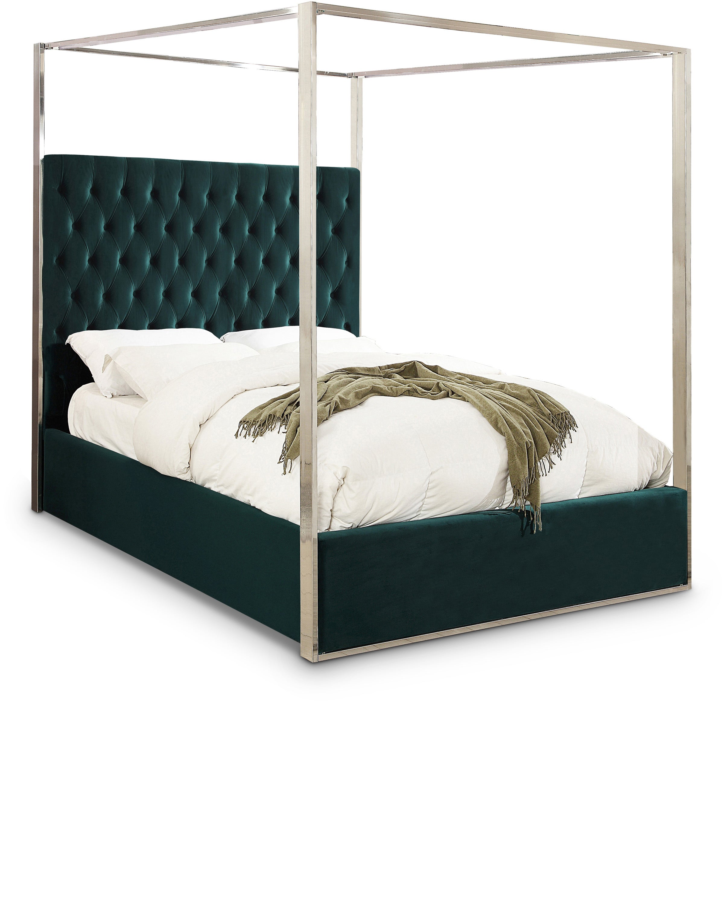 Porter Green Velvet King Bed