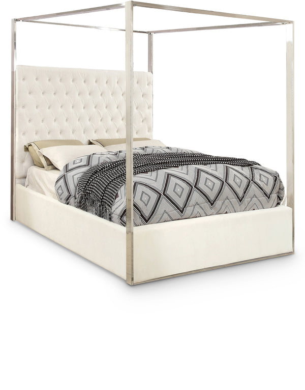 Porter White Velvet Queen Bed