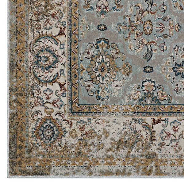 Hisa Distressed Vintage Floral Lattice 5x8 Area Rug