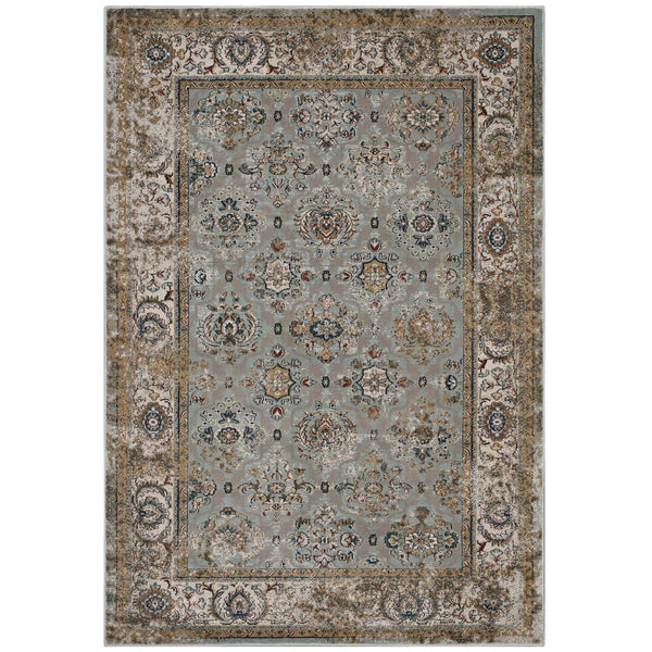 Hisa Distressed Vintage Floral Lattice 8x10 Area Rug