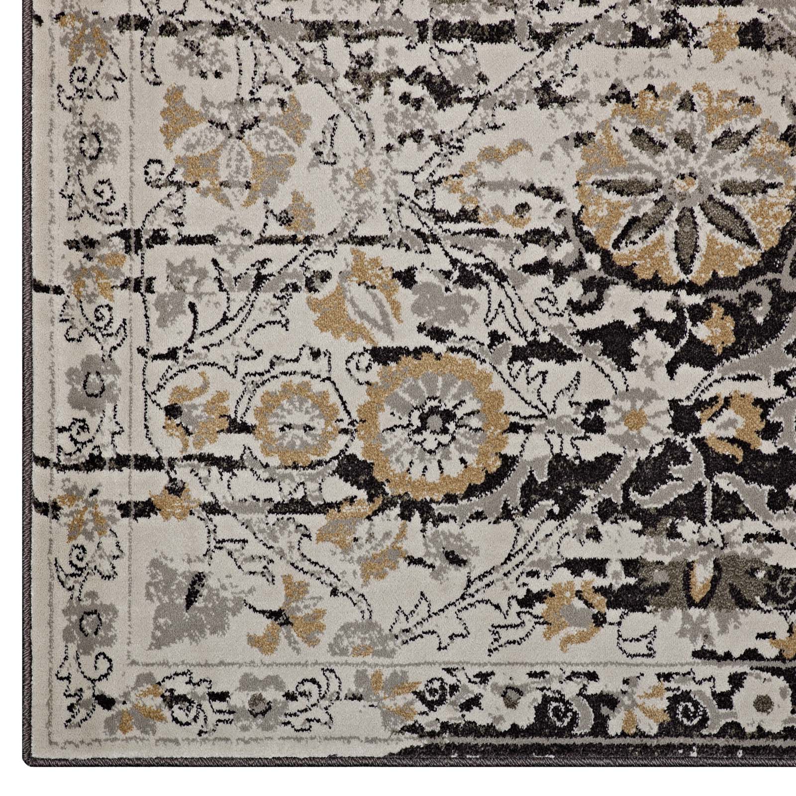 Ganesa Distressed Diamond Floral Lattice 8x10 Area Rug