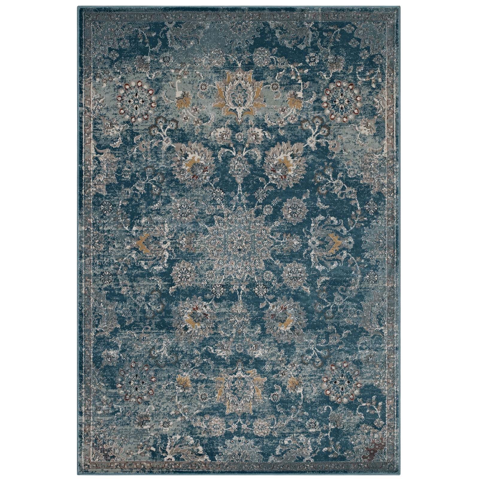 Cynara Distressed Floral Vintage Medallion 8x10 Area Rug