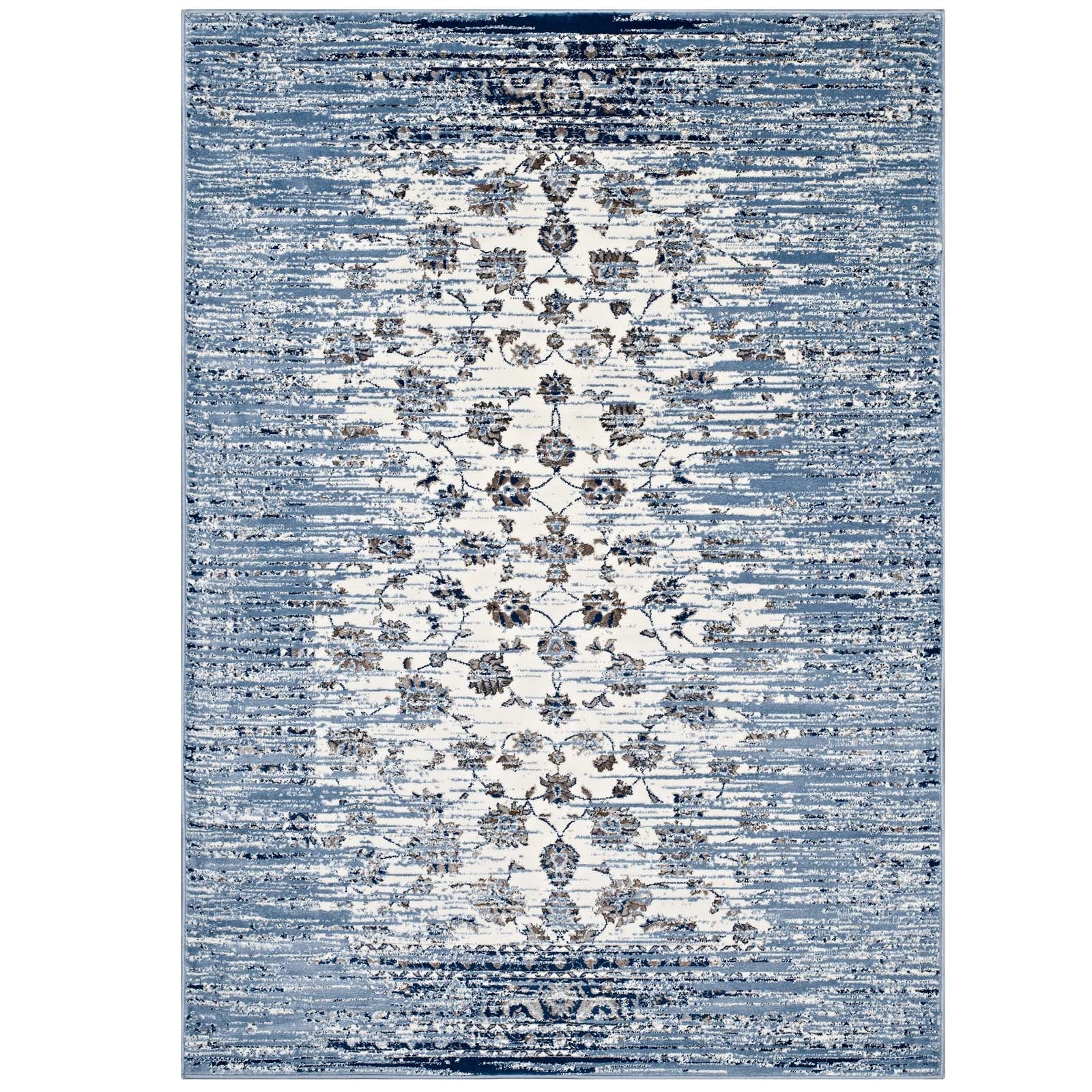 Chiara Distressed Floral Lattice Contemporary 5x8 Area Rug