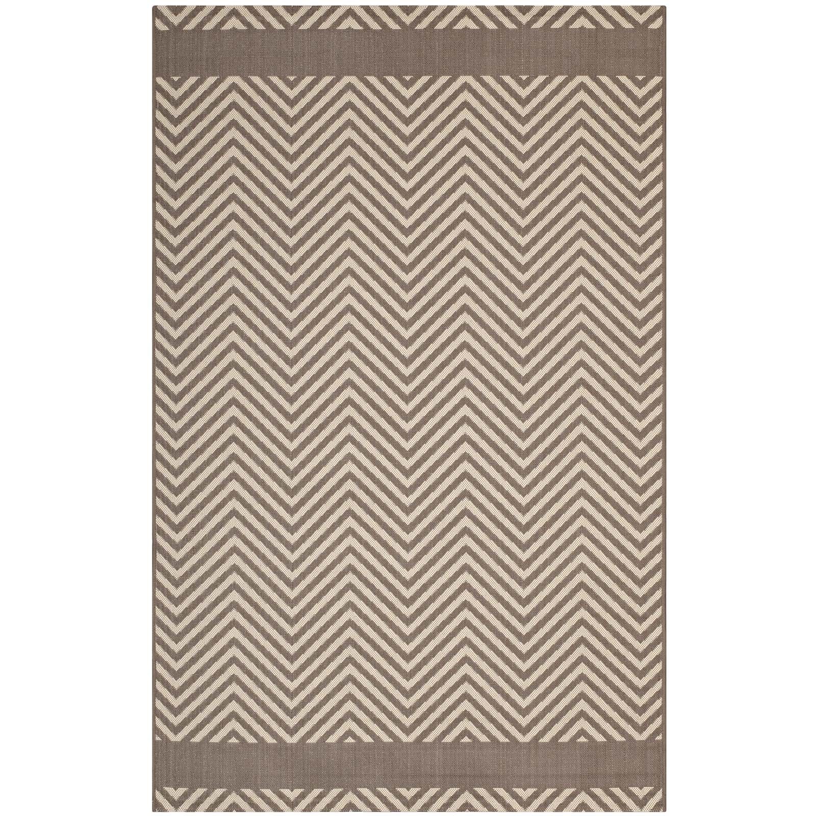 Optica Chevron With End Borders 8x10 Indoor and Outdoor Area Rug