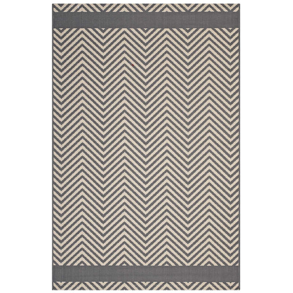 Optica Chevron With End Borders 5x8 Indoor and Outdoor Area Rug