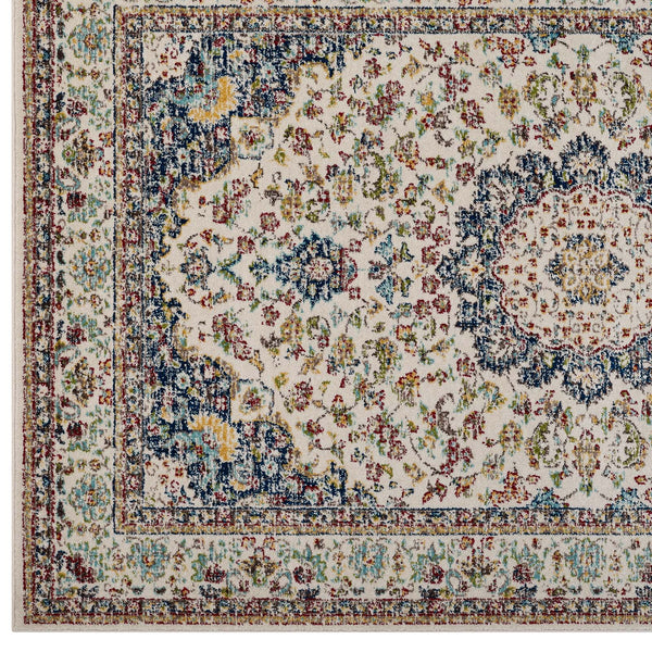 Meryam Distressed Vintage Medallion 5x8 Area Rug