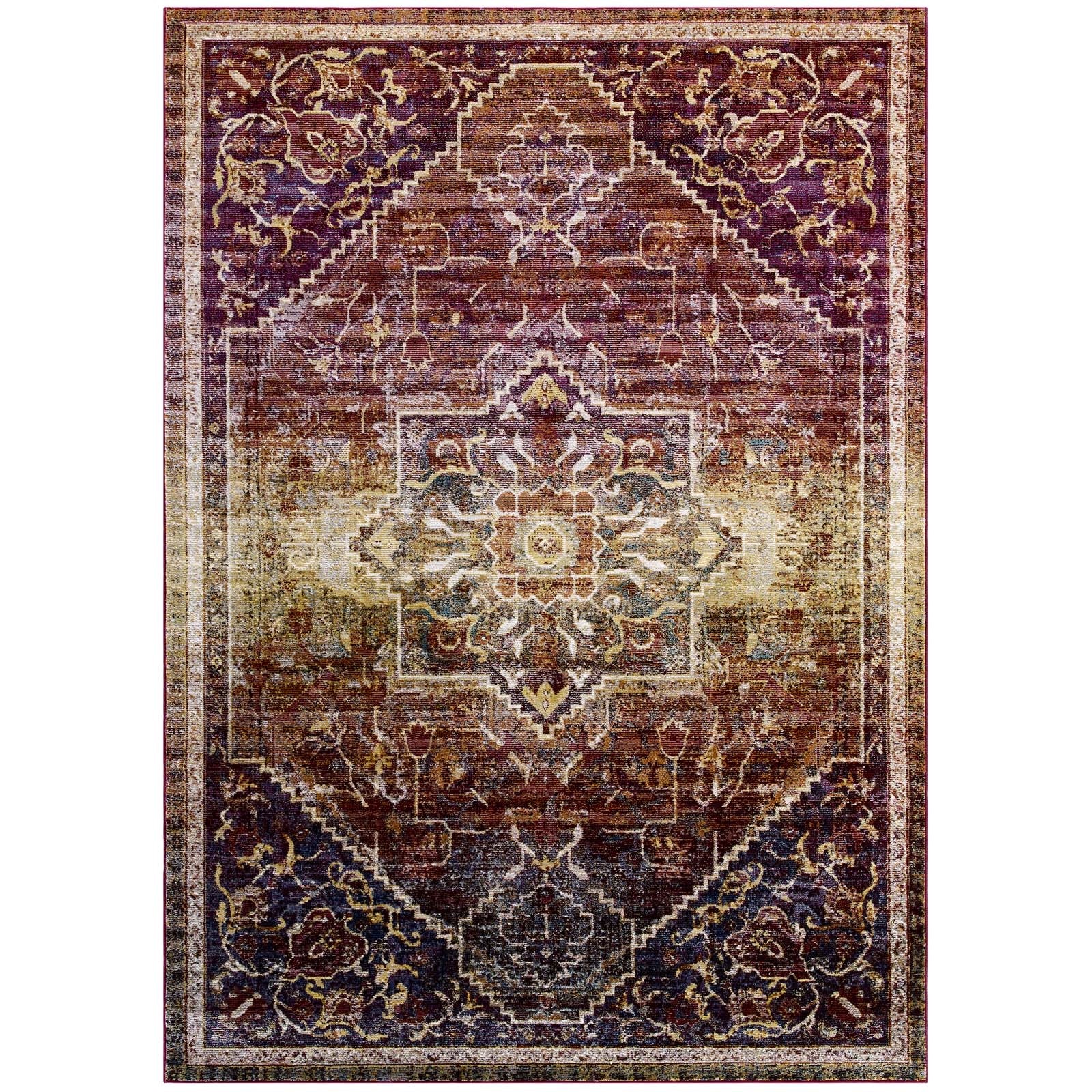 Success Kaede Transitional Distressed Vintage Floral Vintage Medallion 8x10 Area Rug