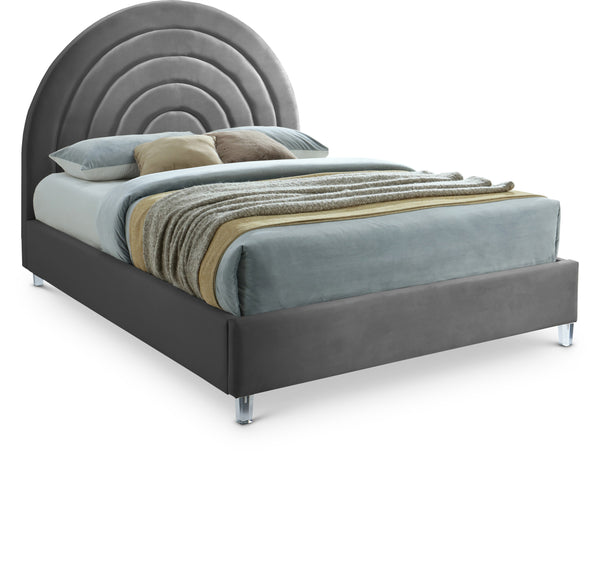 Rainbow Grey Velvet King Bed