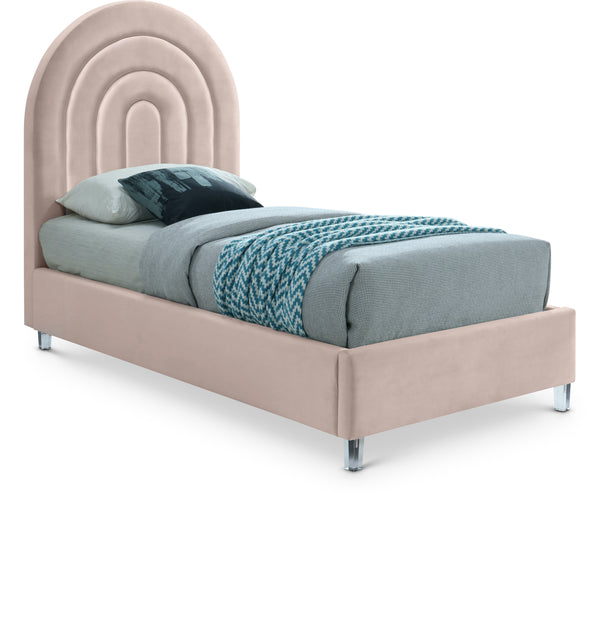 Rainbow Pink Velvet Twin Bed