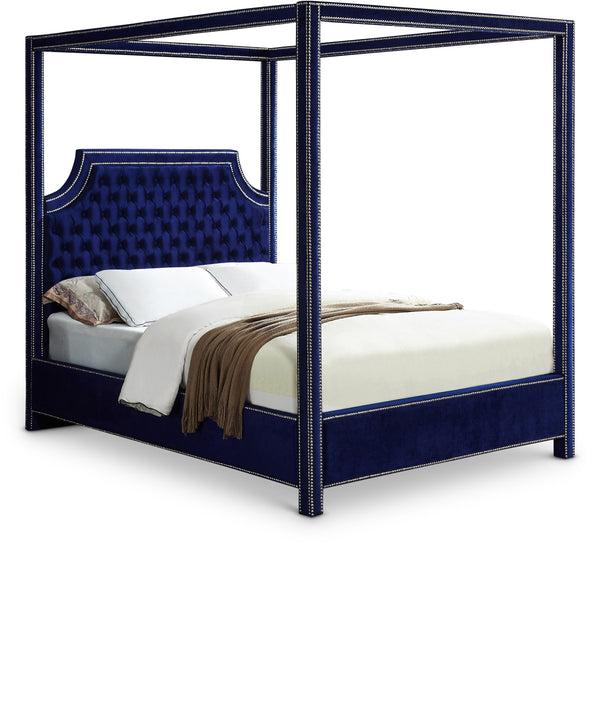 Rowan Navy Velvet King Bed (3 Boxes)