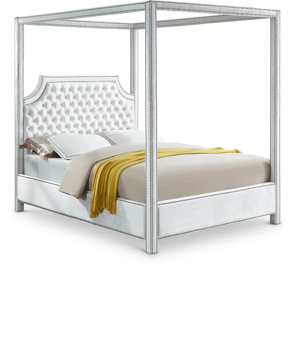 Rowan White Velvet King Bed (3 Boxes)