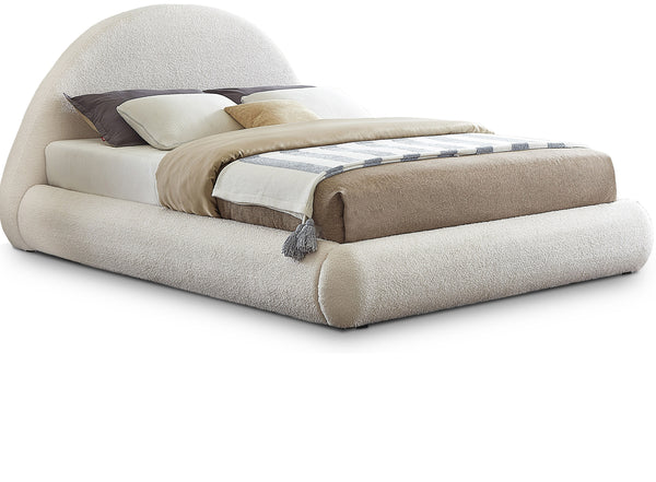 Rudy Cream Teddy Fabric Queen Bed