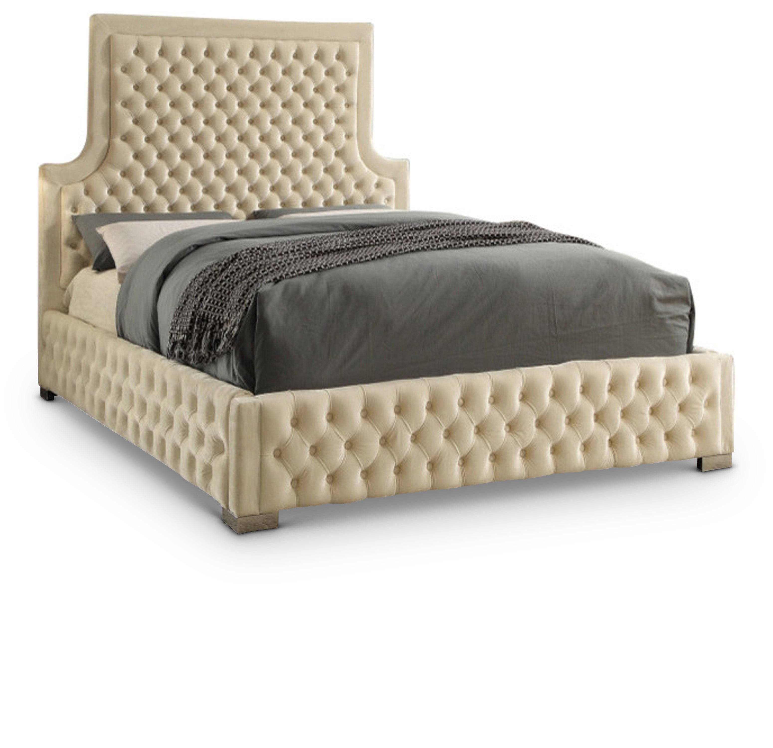 Sedona Cream Velvet King Bed