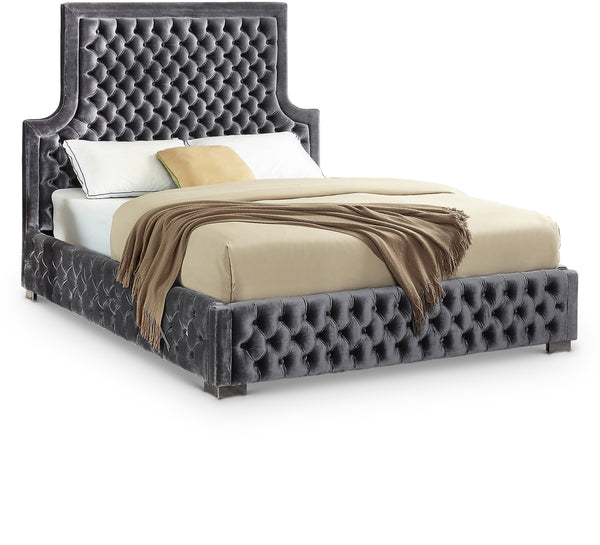 Sedona Grey Velvet Queen Bed