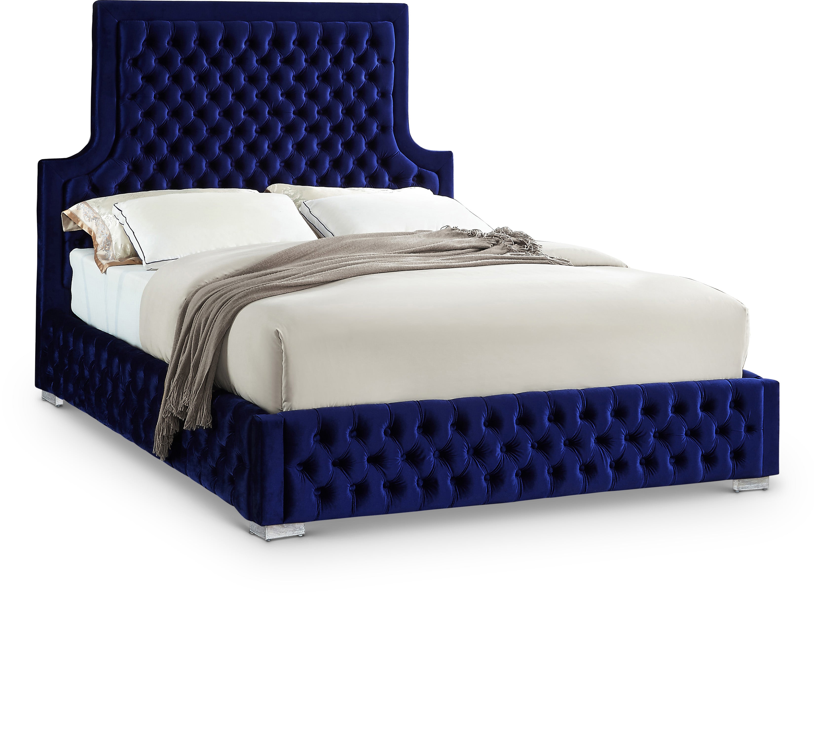 Sedona Navy Velvet Queen Bed