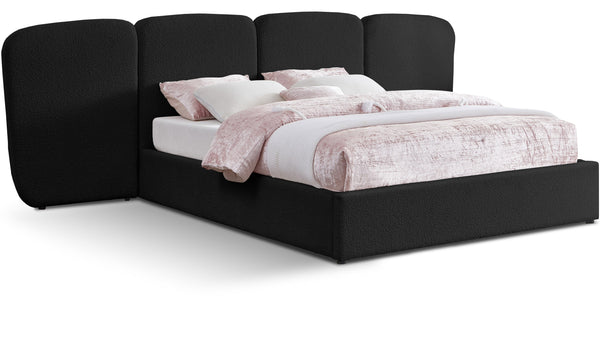 Shiloh Black Boucle Fabric Queen Bed (3 Boxes)