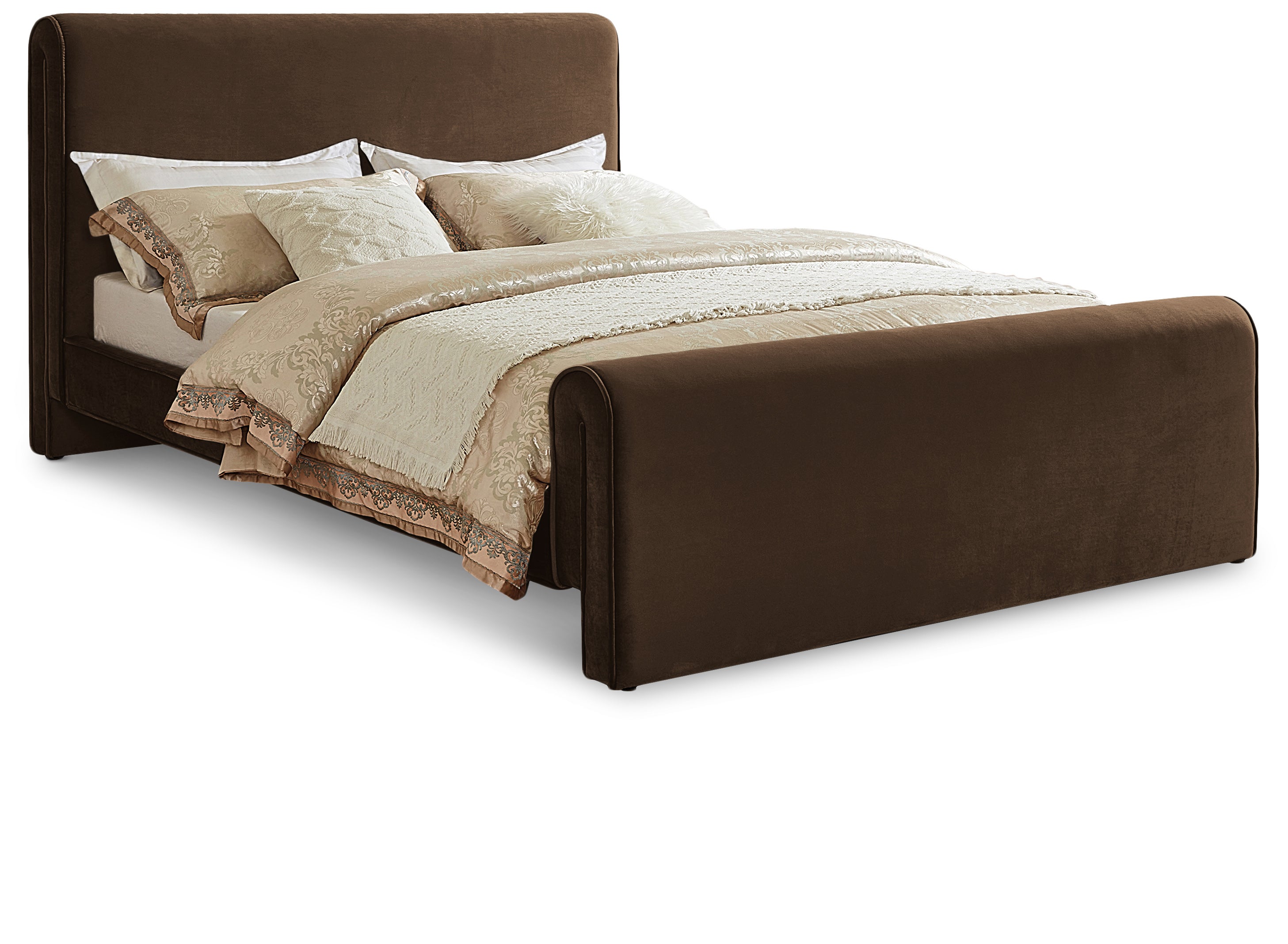 Sloan Brown Velvet Full Bed (3 Boxes)