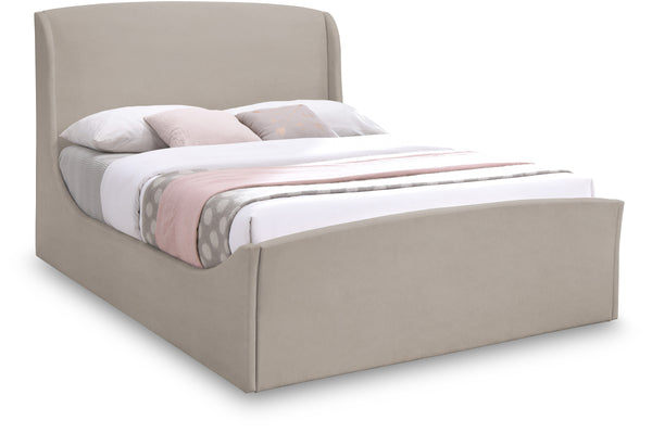 Tess Beige Velvet King Bed (3 Boxes)