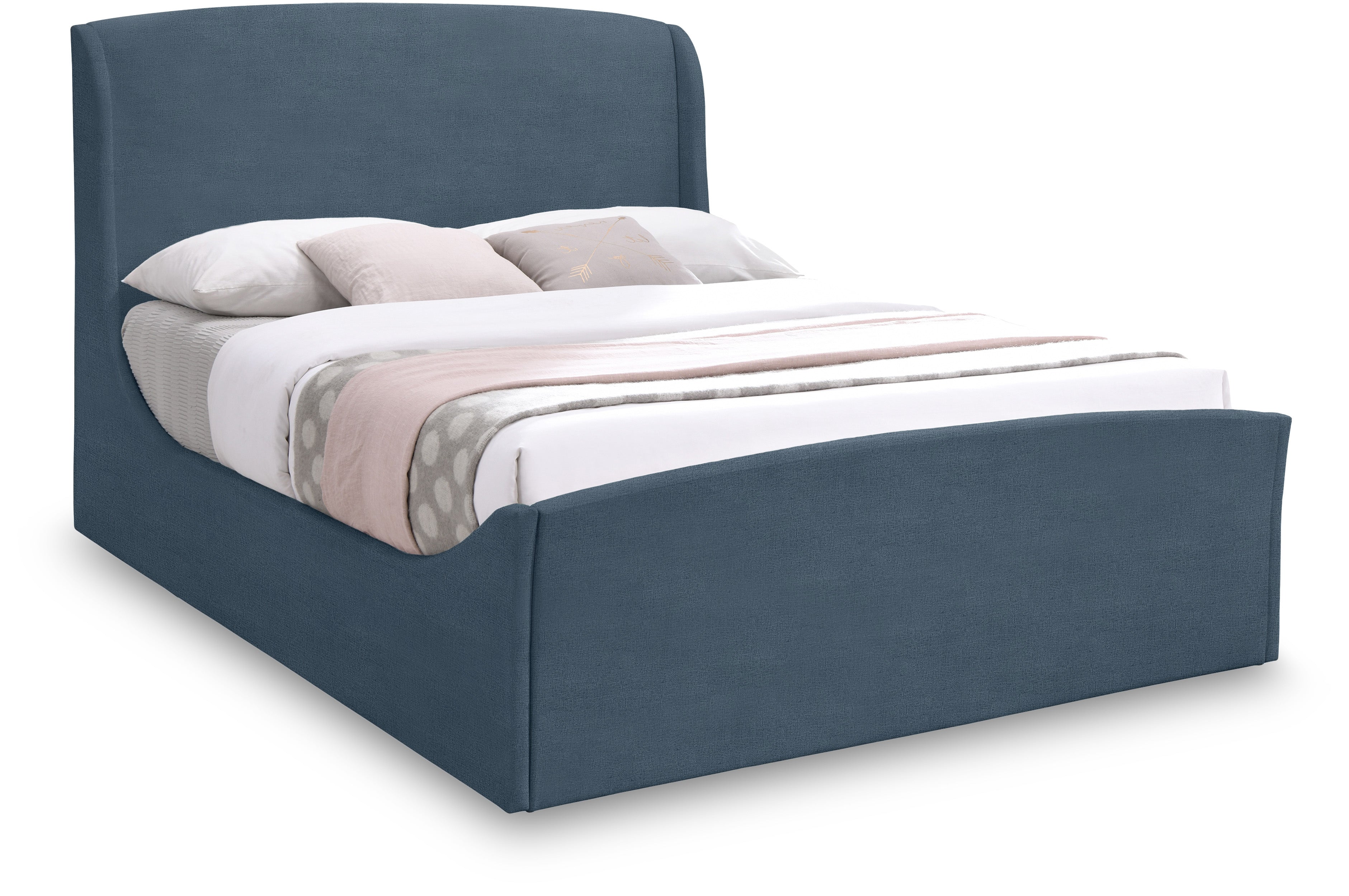 Tess Blue Velvet King Bed (3 Boxes)