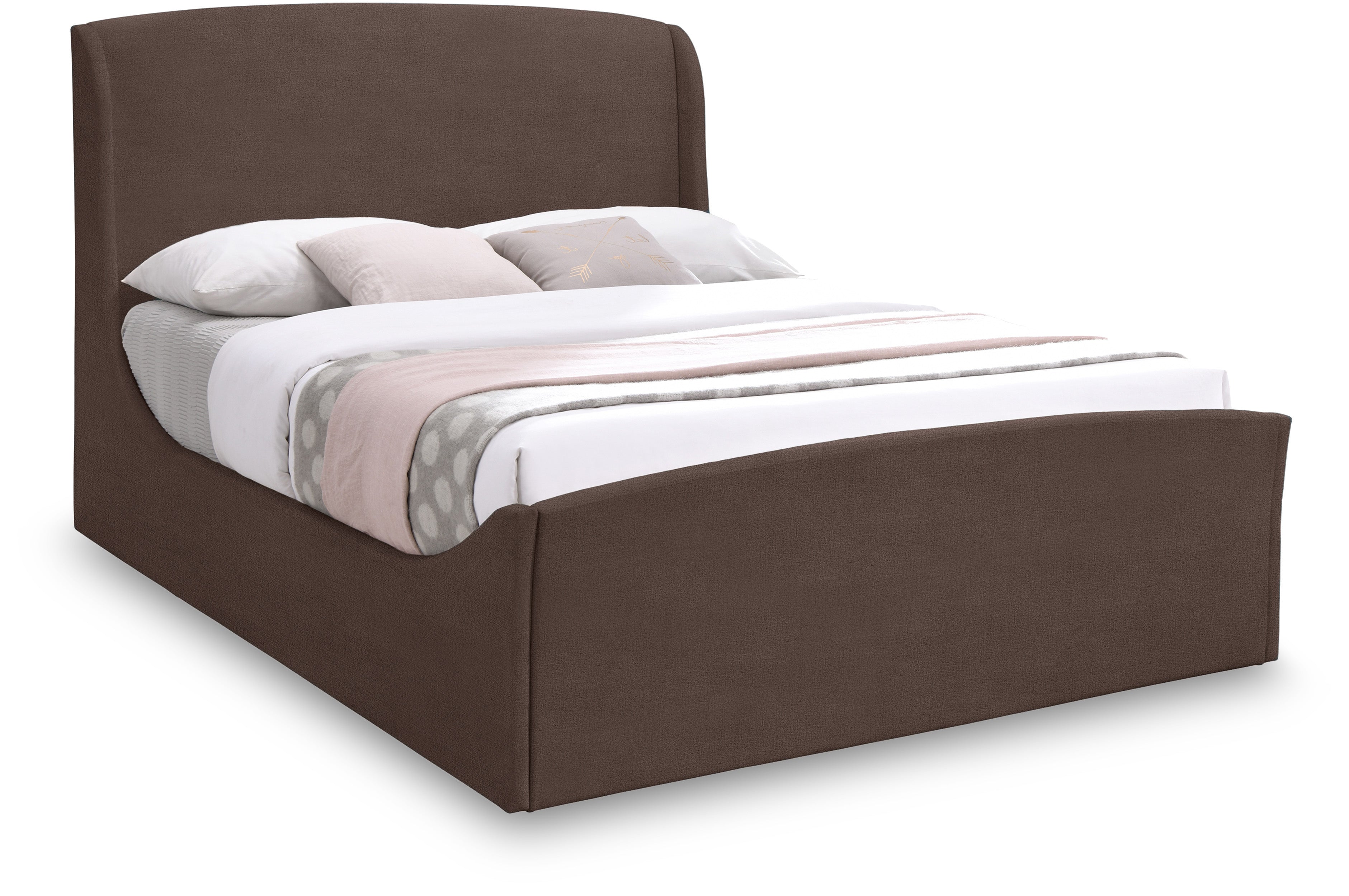 Tess Brown Velvet King Bed (3 Boxes)