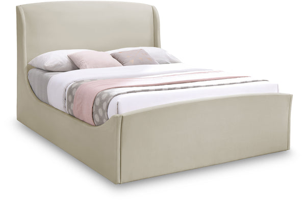 Tess Cream Velvet Queen Bed (3 Boxes)