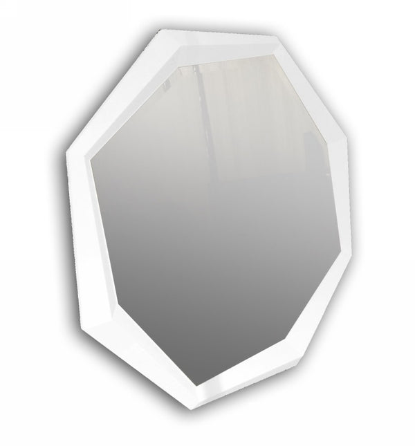 A&X Octagon Modern White Crocodile Lacquer Mirror