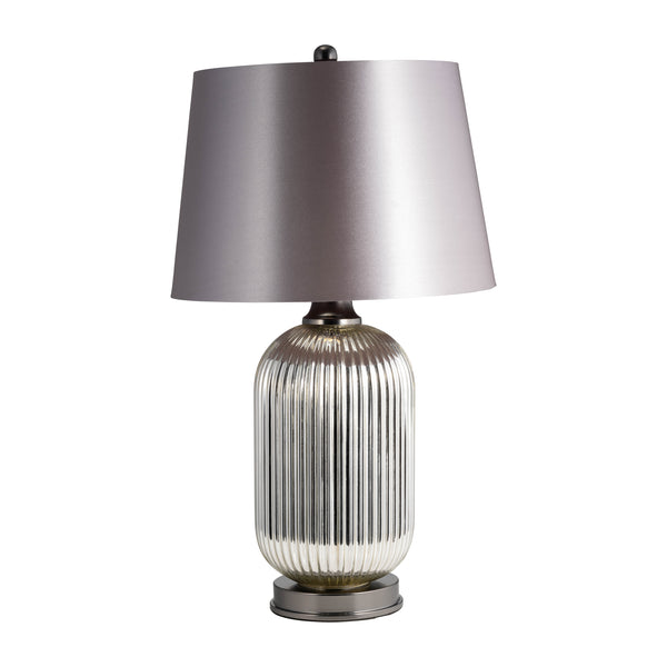 Glass, 27" Ridged Table Lamp, Silver